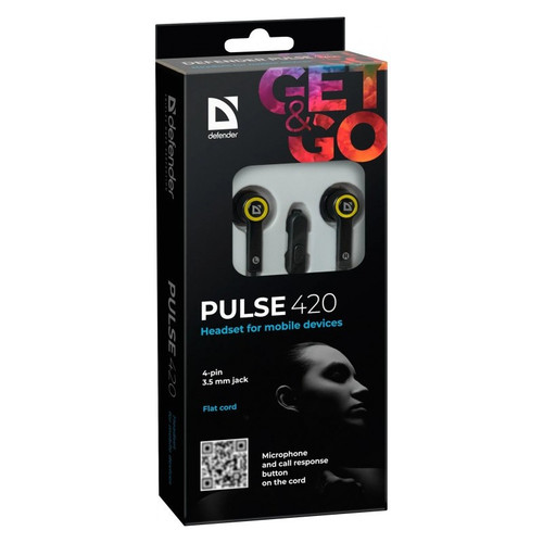 Defender Pulse 420 Wired In-Ear Headset, Black/Yellow
