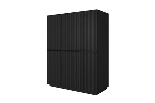 Wardrobe with Drawer Unit Nicole 150 cm, matt black, black handles