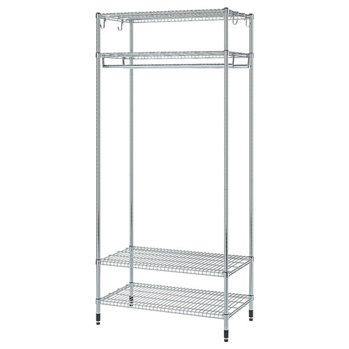 OMAR Shelving unit with clothes rail, galvanised, 92x50x201 cm