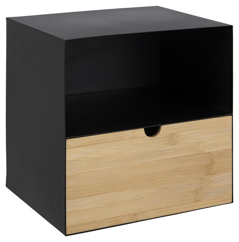 Nightstand Bedside Table Joliet, black/natural