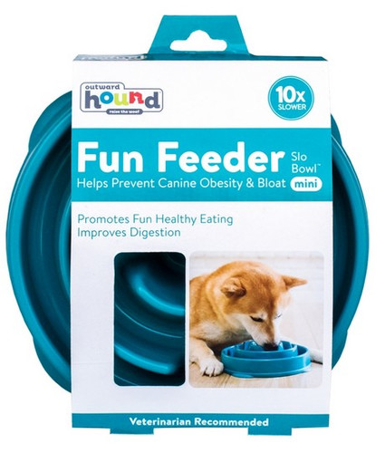 Outward Hound Fun Feeder Dog Bowl Mini, turquoise