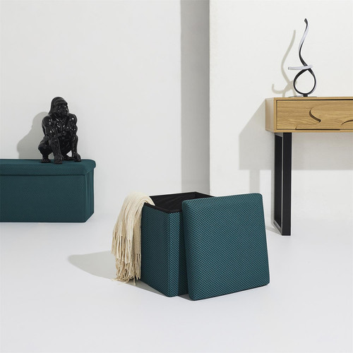 Folding Storage Pouffe Vels Atom, turquoise