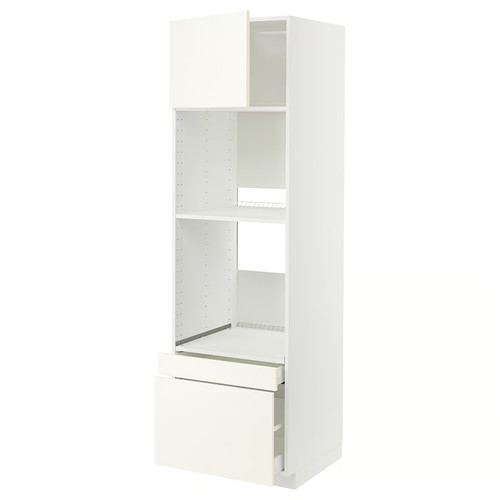 METOD / MAXIMERA Hi cab f ov/combi ov w dr/2 drwrs, white/Vallstena white, 60x60x200 cm