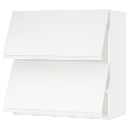 METOD Wall cabinet horizontal w 2 doors, white/Voxtorp matt white, 80x80 cm