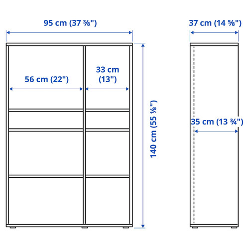 VIHALS Shelving unit with 6 shelves, 95x37x140 cm