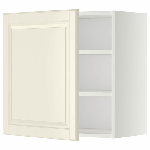METOD Wall cabinet with shelves, white/Bodbyn off-white, 60x60 cm