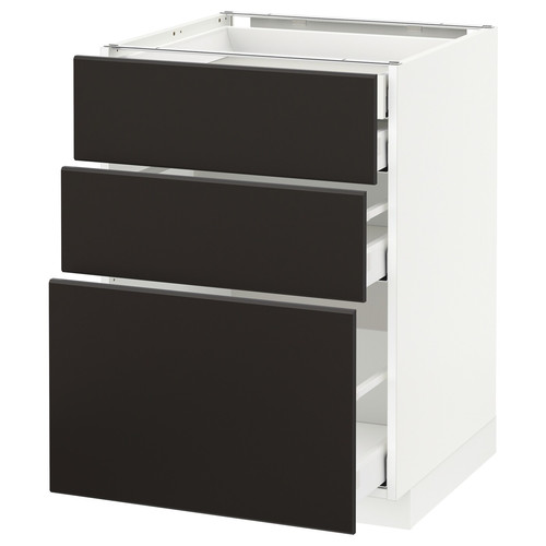 METOD / MAXIMERA Base cb 3 frnts/2 low/1 md/1 hi drw, white/Kungsbacka anthracite, 60x60 cm