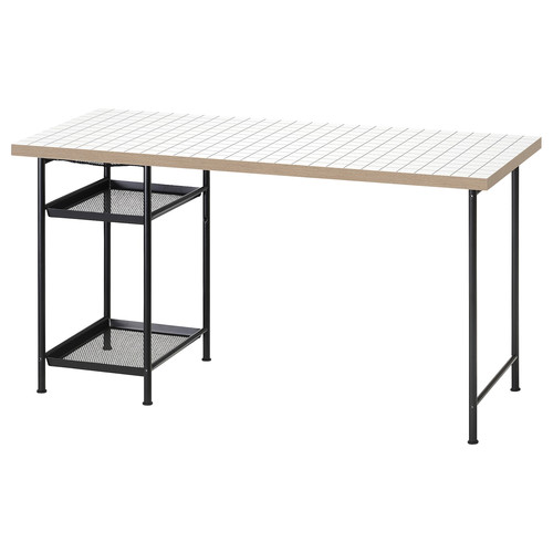 LAGKAPTEN / SPÄND Desk, white anthracite/black, 140x60 cm