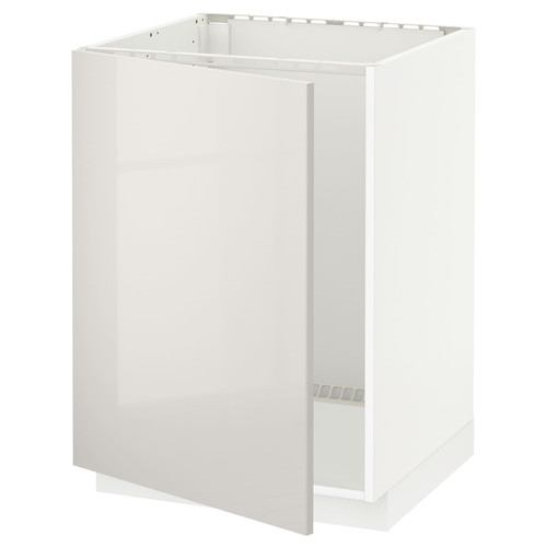 METOD Base cabinet for sink, white/Ringhult light grey, 60x60 cm