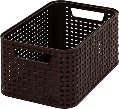 Curver Rattan Style S 6L Storage Basket, dark brown