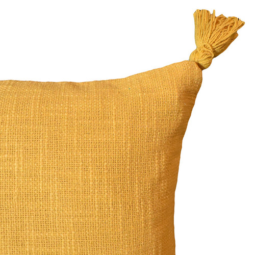 GoodHome Cushion Tassels 45 x 45 cm, mustard