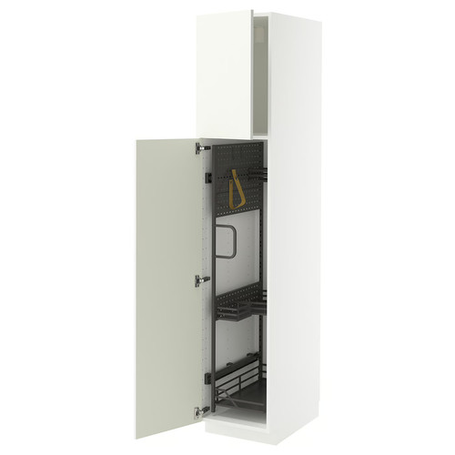 METOD High cabinet with cleaning interior, white/Vallstena white, 40x60x200 cm