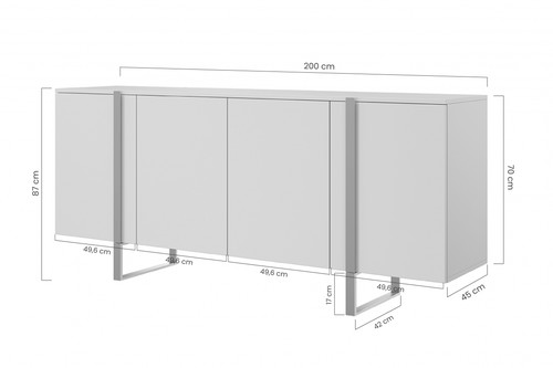 Four-Door Cabinet Verica 200cm, cashmere/black legs