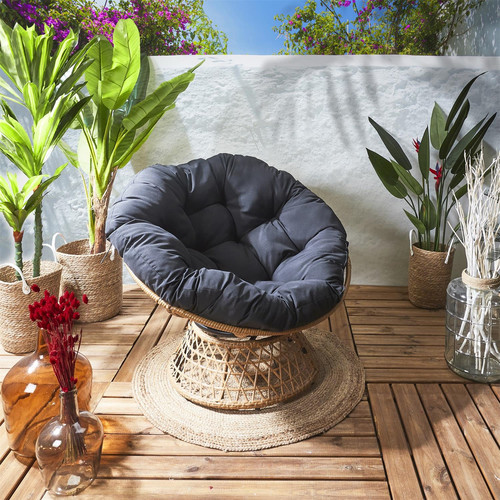Outdoor Armchair Cancun, swivel, black, natural