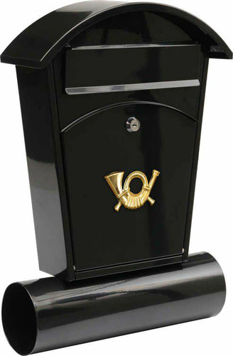 Wall-Mount Letterbox, Black, 480x280x80mm