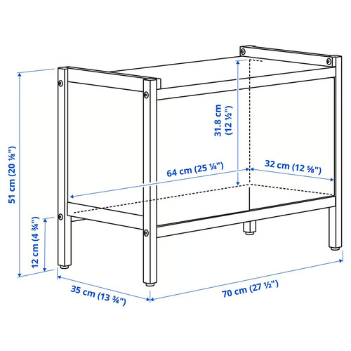 EKENABBEN Cabinet, aspen/white, 70x35x51 cm