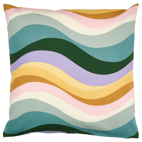 MYGGBLOMSTER Cushion cover, grey-blue/multicolour, 50x50 cm