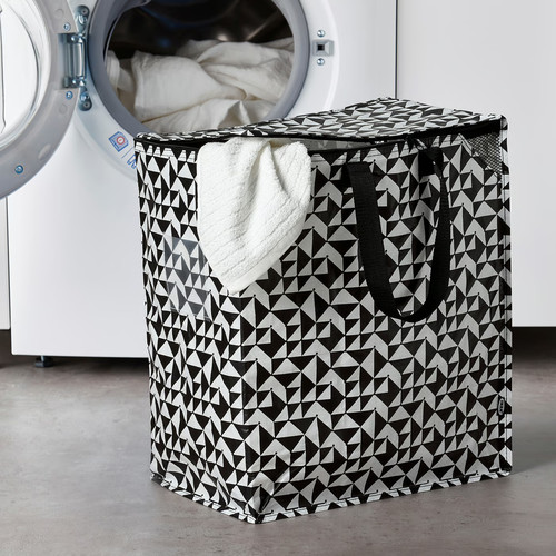 KNALLA Bag, black, white, 47 l