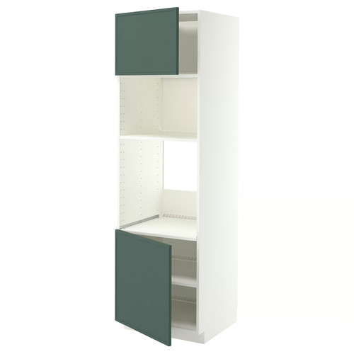 METOD Hi cb f oven/micro w 2 drs/shelves, white/Aspudden dark grey-green, 60x60x200 cm