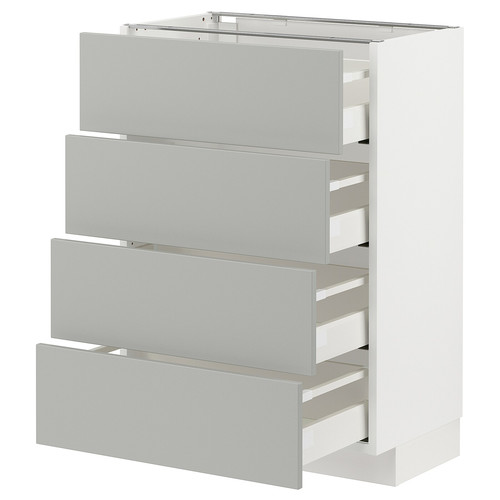 METOD / MAXIMERA Base cab 4 frnts/4 drawers, white/Havstorp light grey, 60x37 cm