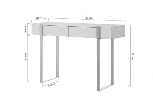 Modern Console Table Dresser Dressing Table Verica, biscuit oak/gold legs