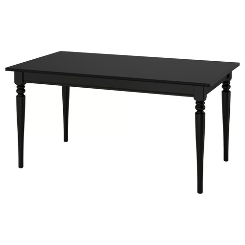 ROSENTORP Extendable table, black, 155/215x87 cm