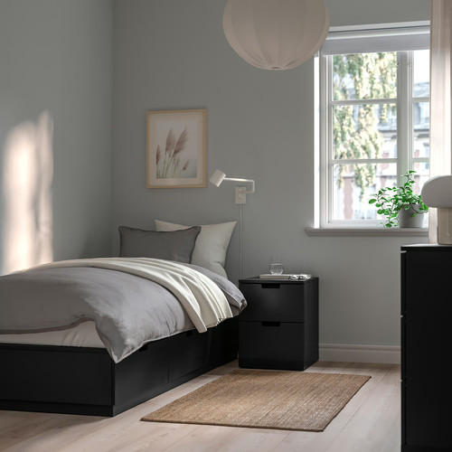NORDLI Bed frame with storage and mattress, anthracite/Valevåg, 90x200 cm