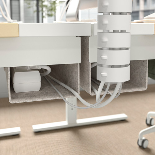 MITTZON Desk, birch veneer/white, 140x80 cm