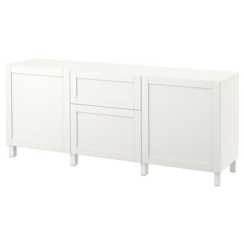 BESTÅ Storage combination with drawers, white/Hanviken/Stubbarp white, 180x42x74 cm