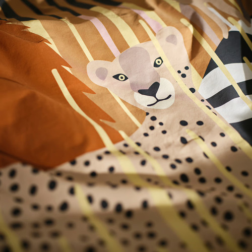 SANDLÖPARE Duvet cover and pillowcase, yellow/savannah, 150x200/50x60 cm