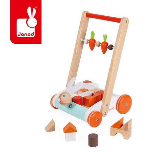 Janod Wooden blocks with cart 3+