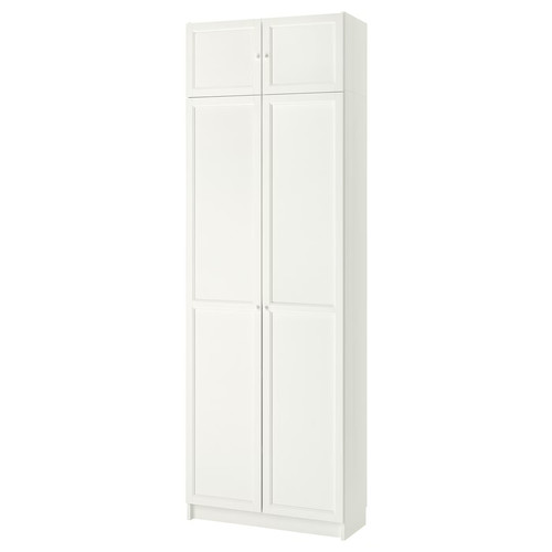 BILLY / OXBERG Bookcase w height extension ut/drs, white, 80x30x237 cm