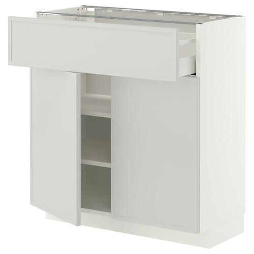 METOD/MAXIMERA Base cabinet with drawer/2 doors, white/Aspudden light grey, 80x37 cm