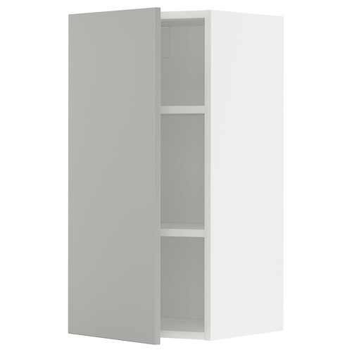 METOD Wall cabinet with shelves, white/Havstorp light grey, 40x80 cm