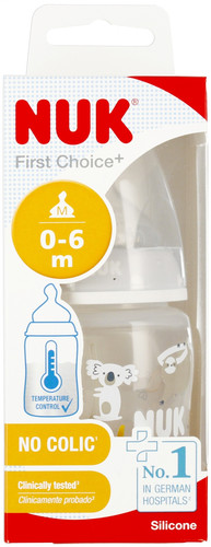 NUK First Choice Plus Baby Bottle with Temperature Control 150ml 0-6m, grey