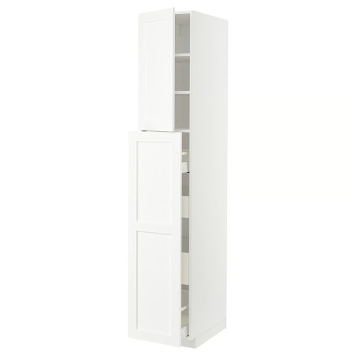 METOD / MAXIMERA Hc w p-o func 4drw/1dr/2shlv, white Enköping/white wood effect, 40x60x220 cm