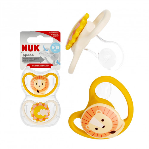 NUK Space Soother Pacifier 6-18m 2pcs, pink/blue