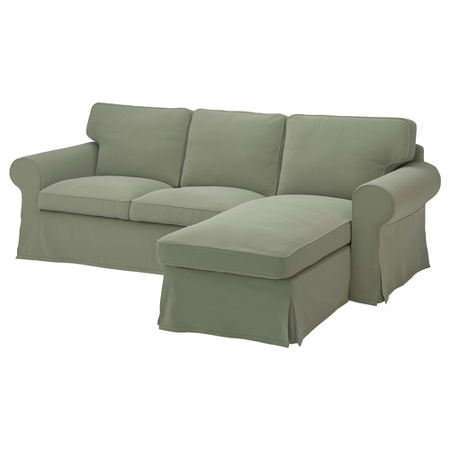 EKTORP Cover f 3-seat sofa w chaise longue, Hakebo grey-green