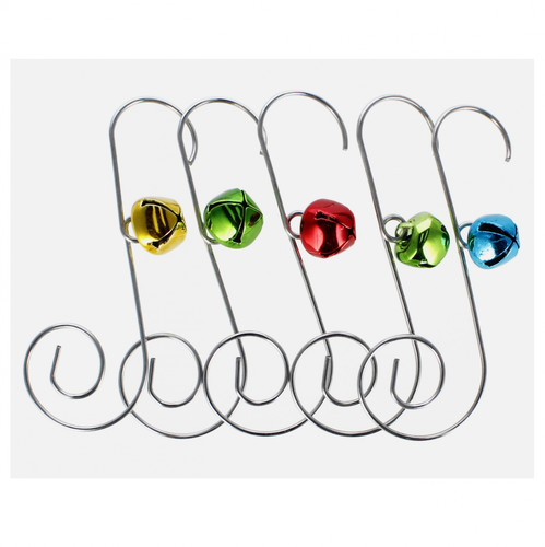 Metal Ornament Hooks with Colored Charms, 5 pcs