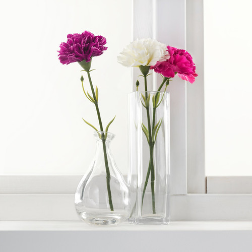 SMYCKA Artificial flower, Carnation, white, 30 cm