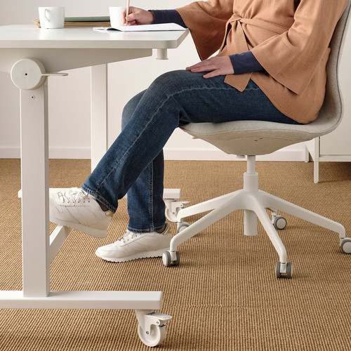 MITTZON Foldable table with castors, white, 140x70 cm