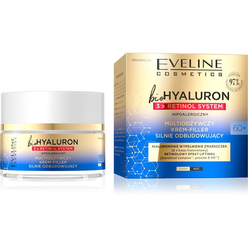 Eveline bioHyaluron 3x Retinol Multi-Nourishing Cream-Filler 60+ Strongly Rebuilding 97% Natural 50ml