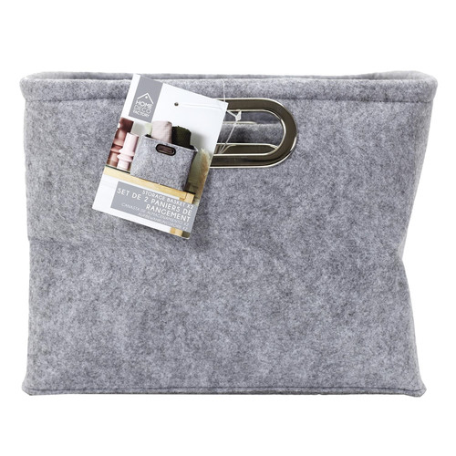 Felt Boxes Set of 2pcs, rectangular, grey