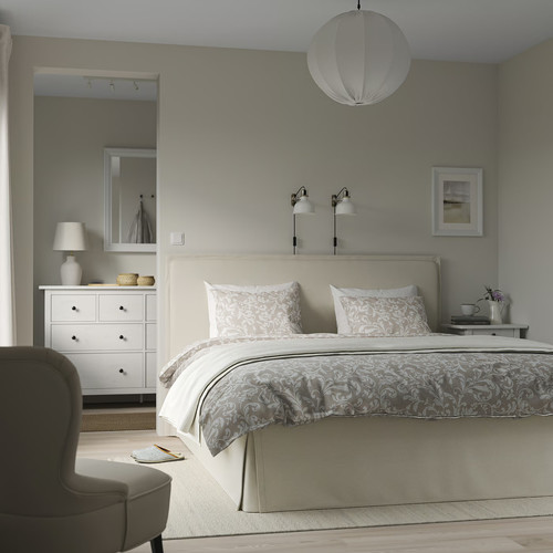 TÄRNKULLEN Upholstered bed frame, Vissle beige/Luröy, 140x200 cm