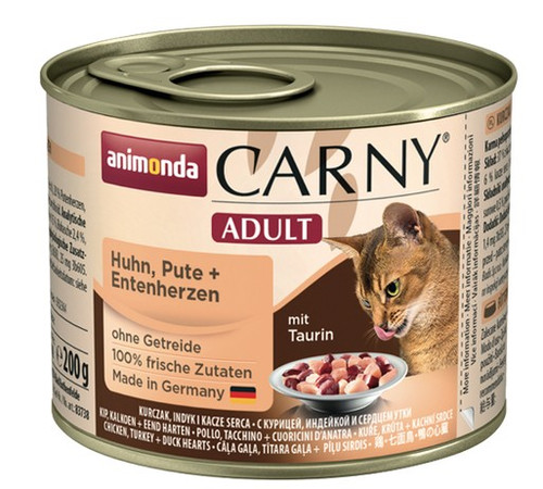 Animonda Carny Adult Cat Food Chicken, Turkey & Duck Hearts 200g