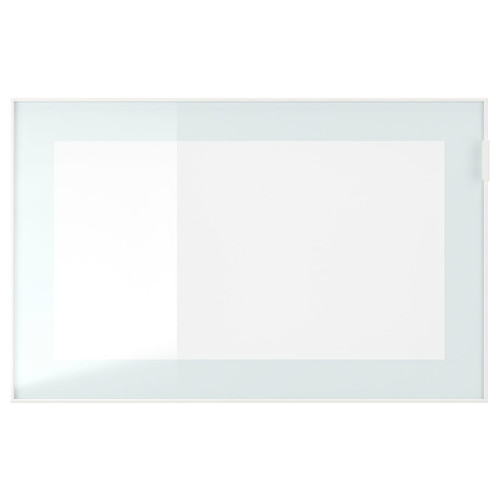 BESTÅ Shelf unit with glass door, white stained oak effect Glassvik/white/light green clear glass, 60x42x38 cm