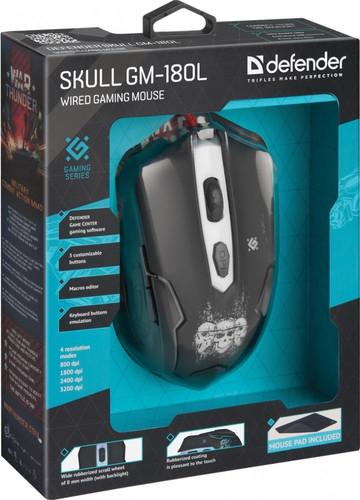 Defender Skull Optical Wired Gaming Mouse 3200dpi 6P GM-180L