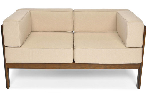 Outdoor Wooden 2-seat Sofa EDEN, dark brown/beige