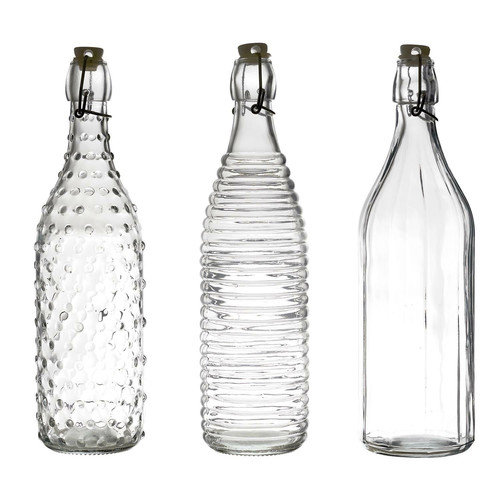 Glass Bottle 1L, stripes