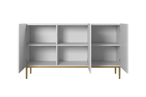 Three-Door Cabinet Nicole 150cm, matt white/gold legs